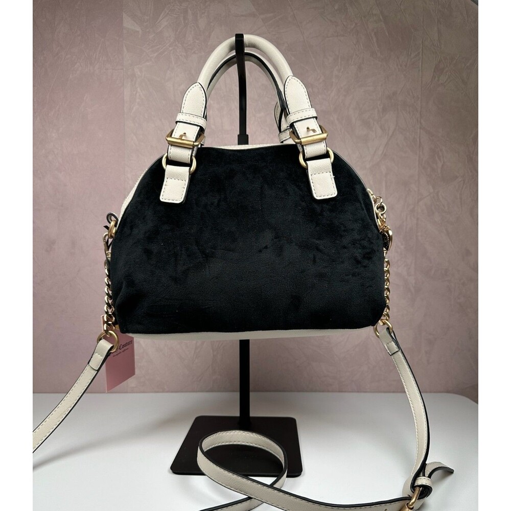 Juicy Couture The Key to Juicy Black Velour Dome Satchel Crossbody Purse - Picture 5 of 14